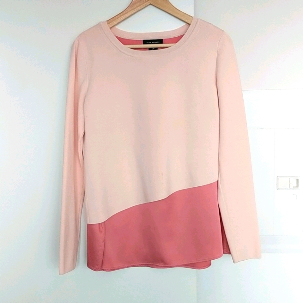 Club Monaco Mixed Media Sweater Pink SZ L